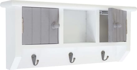 Toetsenbord MCW-A48, sleutelkast met deuren, massief hout MVG-gecertificeerd ~ grijs-wit