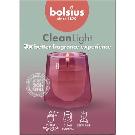 Bolsius - Clean Light - Geurkaars - Starterkit - Cedarwood & Vetiver