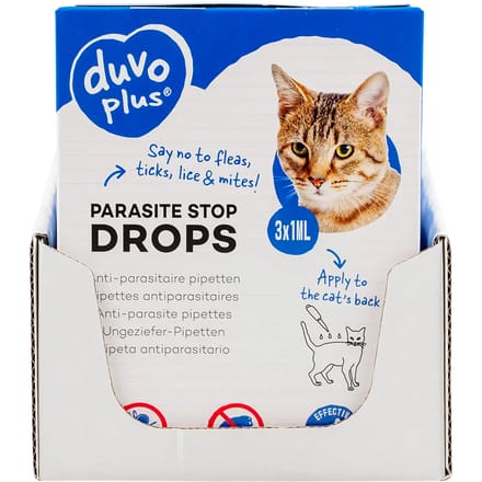 Duvo+ Anti-Parasiet Druppels voor Katten - Vlo & Teek - 3x1ml