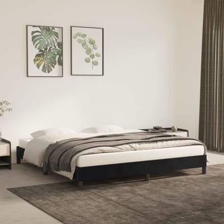 vidaXL - Bedframe - zonder - matras - 160x200 - cm - fluweel - zwart