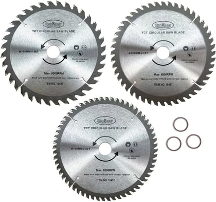 StahlKaiser Cirkelzaagbladen Set - Ø 160 mm - 36/48/60 Tanden - Inclusief Verloopring