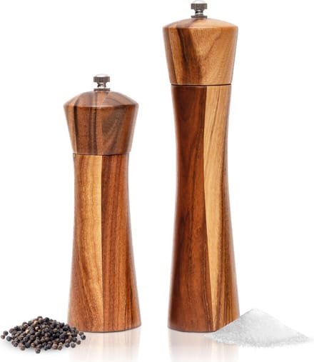 T&T Peper en Zoutmolen Set - Verstelbare Maalgraad - Acacia Hout - peper- & zoutstellen