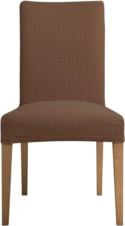 Elastische Stoelhoezen Set van 4 - Jacquard Stretch Covers voor Bruiloft en Feestdecoratie (Koffiekleur)
