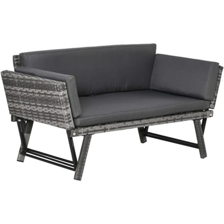 4goodz Polyrattan Tuinbank 2-zits met opklapbare armleuningen - Grijs