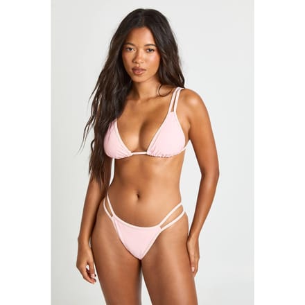 boohoo Dames Driehoek Bikini Top met Dubbele Bandjes en Bikini Broekje Set | Perzik | Maat: 44