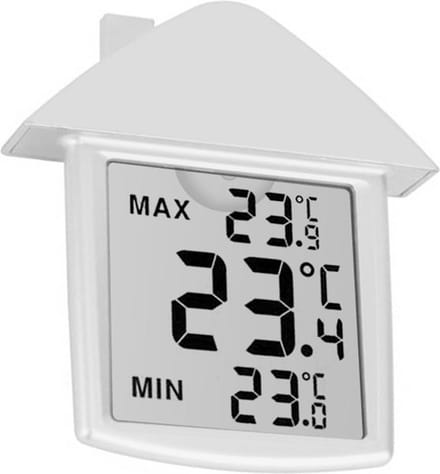 Perel Raamthermometer - digitaal - voor binnen en buiten - transparant - Wit