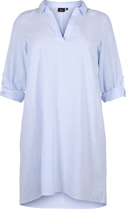 ZIZZI VFLEX, 3/4, ABK DRESS Dames Jurk - Light Blue - Maat XXL (58-60)