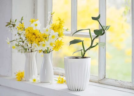 HowHomely Stripped Eco - Bloempot - Recyclet Kunststof - Wit