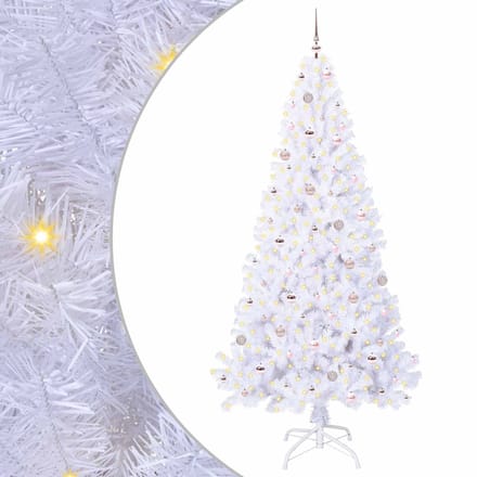 vidaXL - Kunstkerstboom - met - 300 - LED - Wit - 240 - cm - PVC - en - Staal