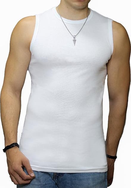 Top kwaliteit Mouwloze Shirts - Extra lang - 2 Pack - 100% Katoen - O hals - Wit - Maat XXL