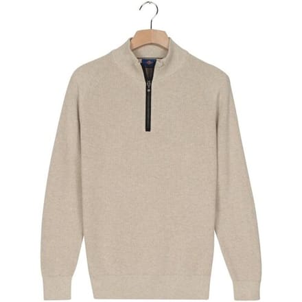 Baileys Trui Uni Color Cotton Half Zip Half Cardigan Knit Kitt / male