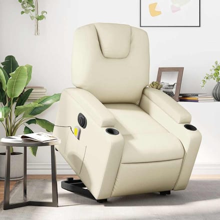vidaXL - Sta-op-massagestoel - elektrisch - kunstleer - crèmekleurig