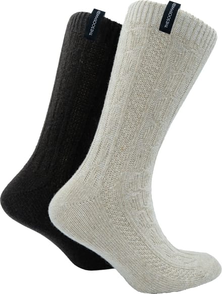 The Sockmaker sokken heren 41-46 - 2-pack Wool Boot - duurzaam - Cable Knit - Beige and Dark Brown