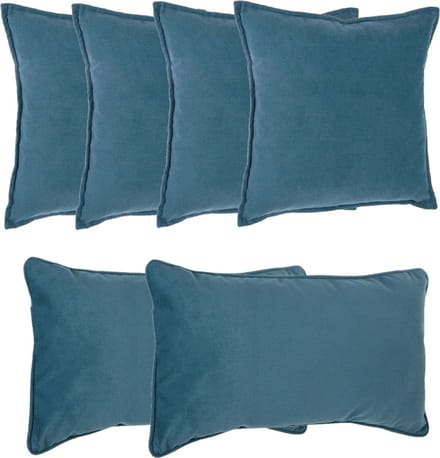 Atmosphera Bank/sierkussens Sophia - set 6x - Blauw - polyester - met rits - In 2 formaten
