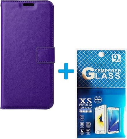 Portemonnee Book Case Hoesje + 2x Screenprotector Glas Geschikt voor: Nokia XR20 - paars