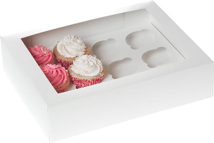 House of Marie Cupcake Doos met Venster Wit 12 hole pk/2