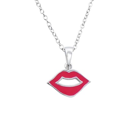 Amanto Kids Ketting Cherif - 925 Zilver - Lips - 12x18mm - 39cm