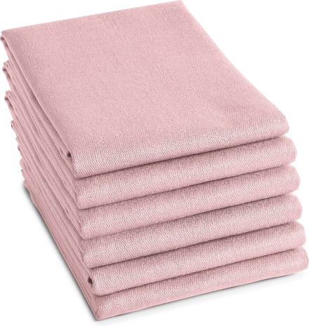 DDDDD - 6x Theedoek - Logo - 60x65 cm - Pastel Roze - Set van 6 stuks