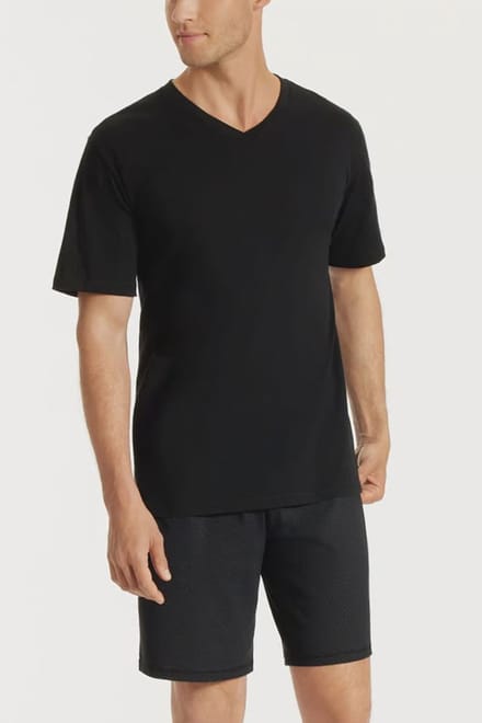 Uncover by Schiesser Pyjama korte v-hals - Heren Shortama - zwart