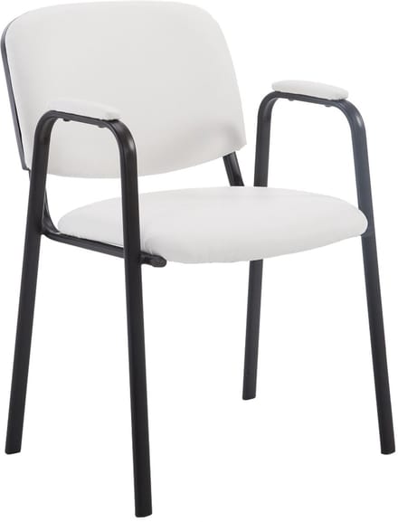 CLP Ken Pro - Stapelstoel - armleuningen - zwart - 150 kg - Kunstleer/wit
