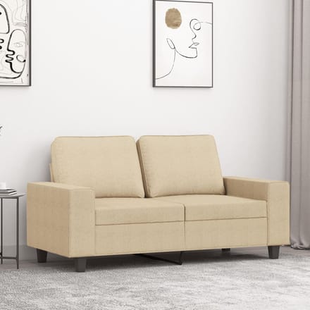 vidaXL - Tweezitsbank - 120 - cm - stof - crèmekleurig