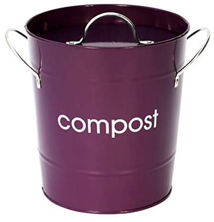 Compostemmer van verzinkt staal met handgrepen en binnenemmer in violet