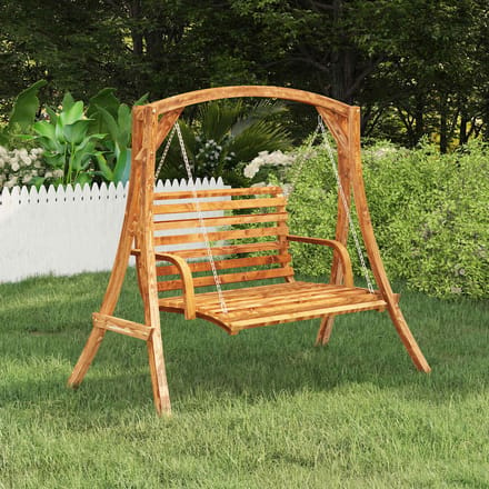 vidaXL - Schommelframe - massief - gebogen - hout - met - teakafwerking