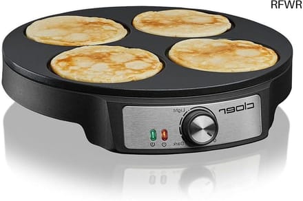 RFWR® Mini Pancake Maker voor 4 Pannenkoeken - 1200 W - Antiaanbaklaag - Temperatuurregeling - Ruimtebesparend