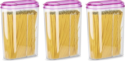 Plasticforte Voedselcontainer strooibus - 3x - roze - 1500 ml - kunststof - voorraadpotten