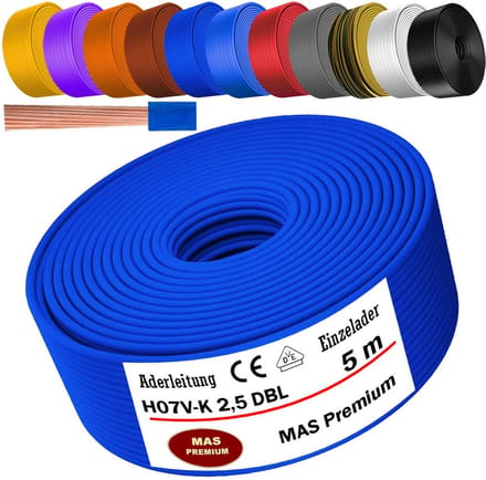 Flexibele Aderkabel H07V-K 1x2,5 mm² Donkerblauw voor Installatie