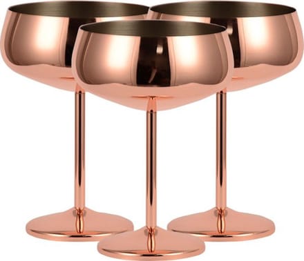 Fjesta© RVS Champagnecoupe - Cocktailglazen - 40cl - Roségoud - 3 Stuks
