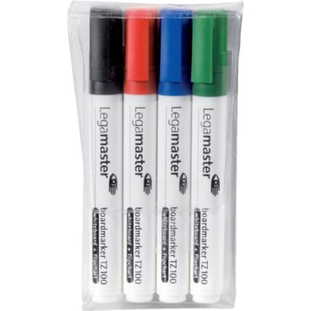 Legamaster whiteboard marker TZ 100, ronde punt, lijndikte 1,5-3 mm, navulbaar, kleur gesorteerd set van 4