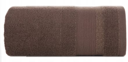 Donkerbruine badstof handdoek April 30x50 cm met jacquard bies