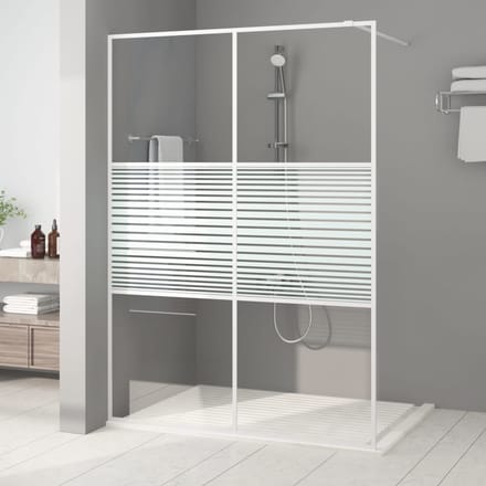 vidaXL - Inloopdouchewand - 140x195 - cm - transparant - ESG-glas - wit