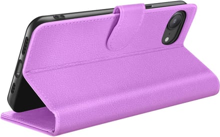 Zanae, Hoesje geschikt voor iPhone 16e - Wallet Case & Magneetsluiting, Paars
