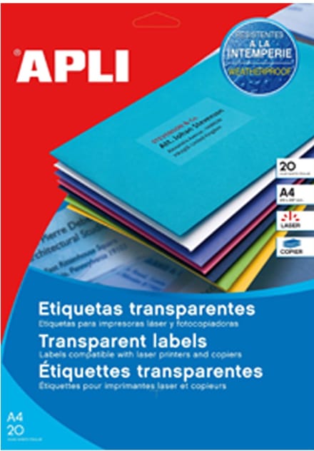 Weerbestendige transparante etiketten, 210 x 297 mm