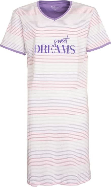 Tenderness Dames Nachthemd - 100% Katoen - V Hals - Paars - Maat M