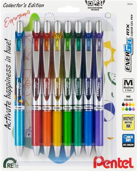 Pentel - EnerGel RTX Retractable Liquid Gel Pens 0.7mm 8 stuks - Happiness Expressions - BL77XHAPBP8M