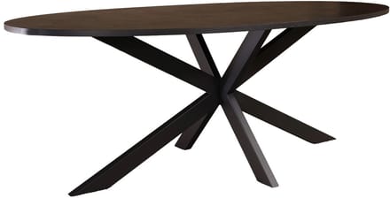 Eettafel ovaal visgraat 210cm Obie zwart ovale tafel MDF eetkamertafel