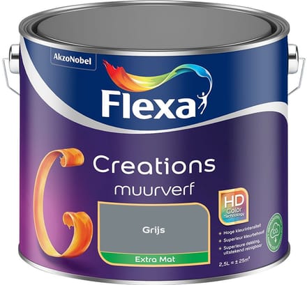 Flexa - Creations Muurverf Extra Mat - Grijs - Mengverf - 2,5 L