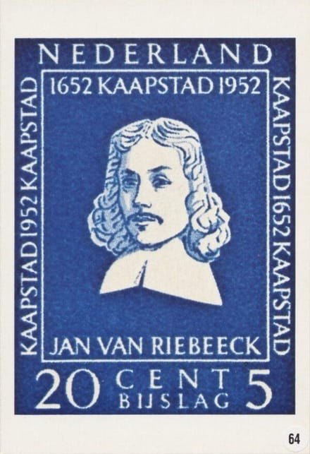Briefkaart met afbeelding Jan van Riebeeck postzegel