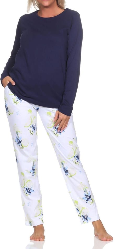 Normann langer Pyjama für Damen, Pyjamahose mit Blumenmuster - auch in großen Größen
