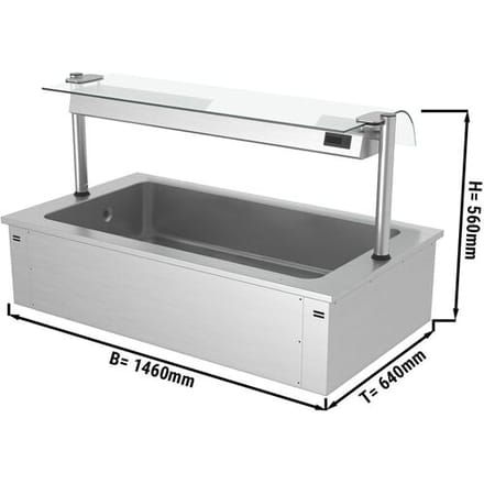 GGM Gastro Einbau Eiswanne - 1500mm - 4x GN 1/1 - 160 Liter - mit Glas-Hustenschutz Zilver