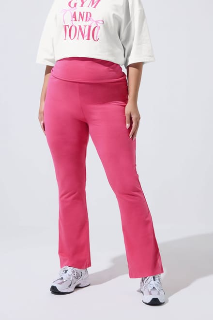 Limited Collection Hot Pink Flared Leggings Met Omgeslagen Taille Size 48