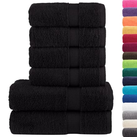 vidaXL - 6-delige - Handdoekenset - SOLUND - 600 - g/m² - zwart