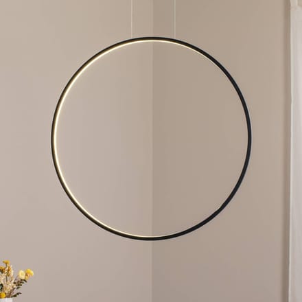 Milagro Lighting LED hanglamp Saturno verticaal, zwart, Ø 80 cm, metaal