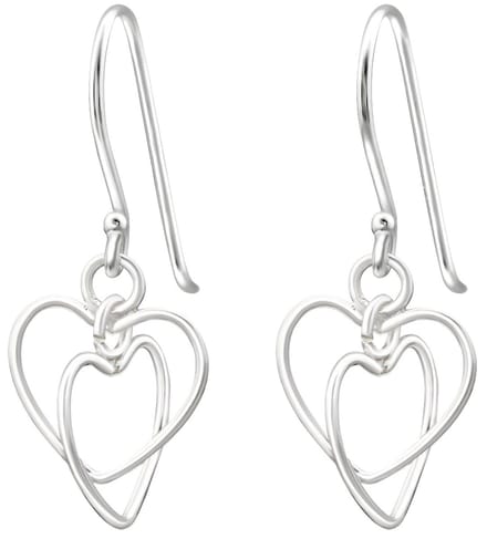 Joy|S - Zilveren hartjes oorbellen - hart in hart oorhangers