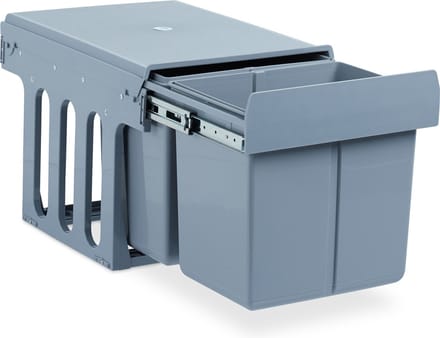 inbouw prullenbak keuken - 2 x 15 l - uitschuifbaar - 35,1 x 34,3 x 48 cm - grijs