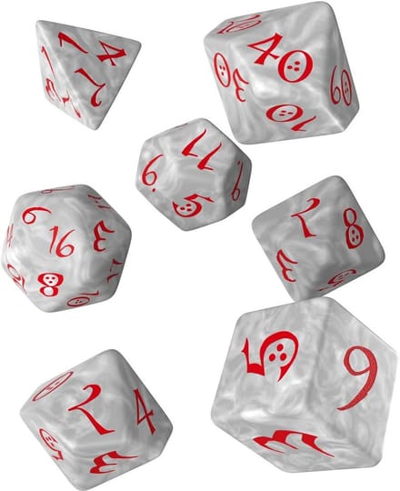 RPG Dobbelstenen Set 7 Stuks - Parelwit en Rood - Polyhedraal voor Bordspellen & D&D