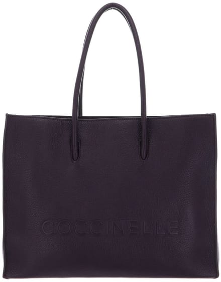 COCCINELLE Leren handtas Myrtha Maxi Log Handbag Grained Leather Prune donkerpaars